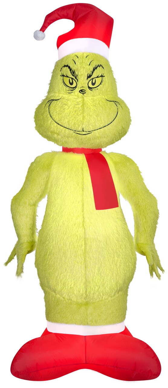 6.5' Gemmy Airblown Mixed Media Dr. Seuss Fuzzy Grinch 881169